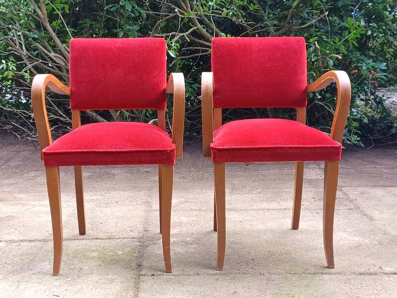 Art Deco bridge chairs in fabric from the 1950s and vintage.