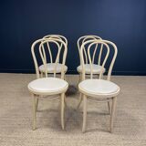 Set of 4 Thonet type bistro chairs light curved wood & Skaï GO IN Germany