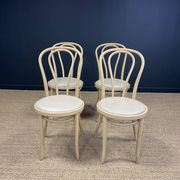 Set of 4 Thonet type bistro chairs light curved wood & Skaï GO IN Germany