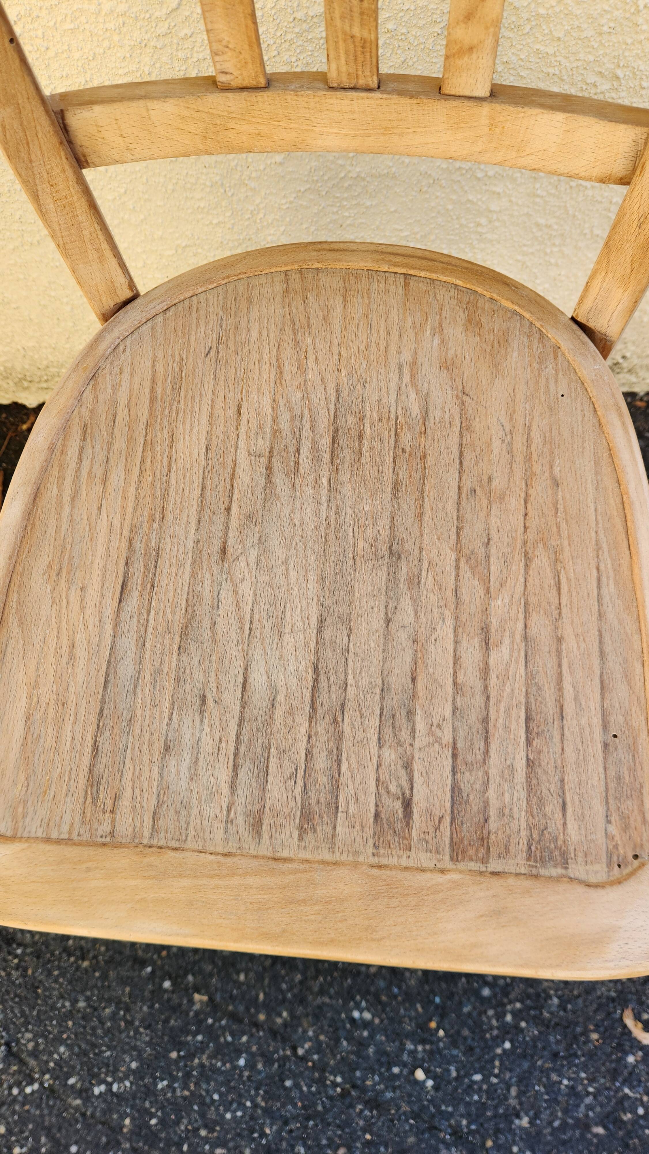 Set of 4 vintage bistro chairs, sanded, 1940/50