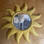 Miroir soleil ancien D. Dinis en céramique jaune