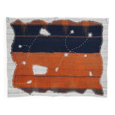 Tapis mural en laine tissé à la main bleu marine, 105x135 cm