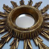 Mirror sun in gilded wood carved 60s, 28 cm