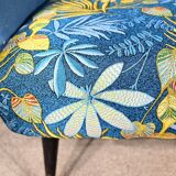2-Seater Bench in Azure Blue Fabric – 1940s