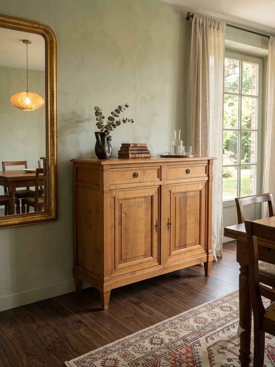Louis XVI style buffet in solid cherry wood from the mid-20th century.