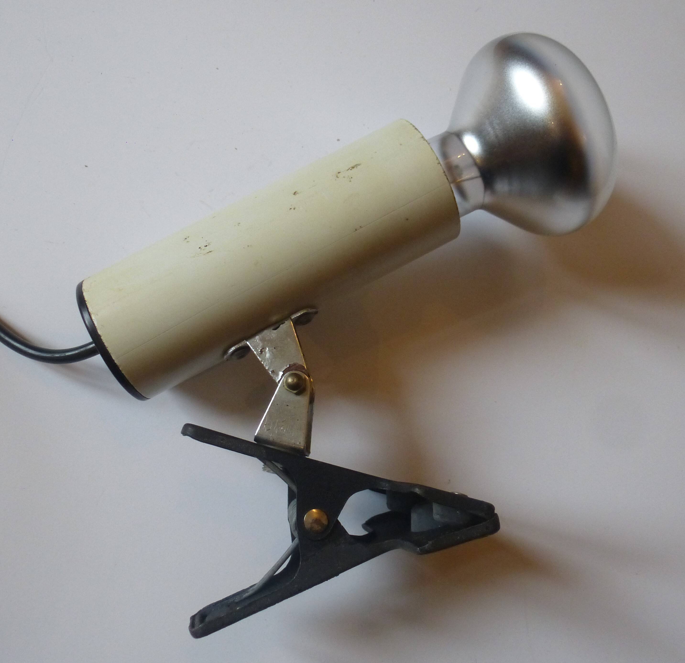 Vintage white metal clip spotlight 1970