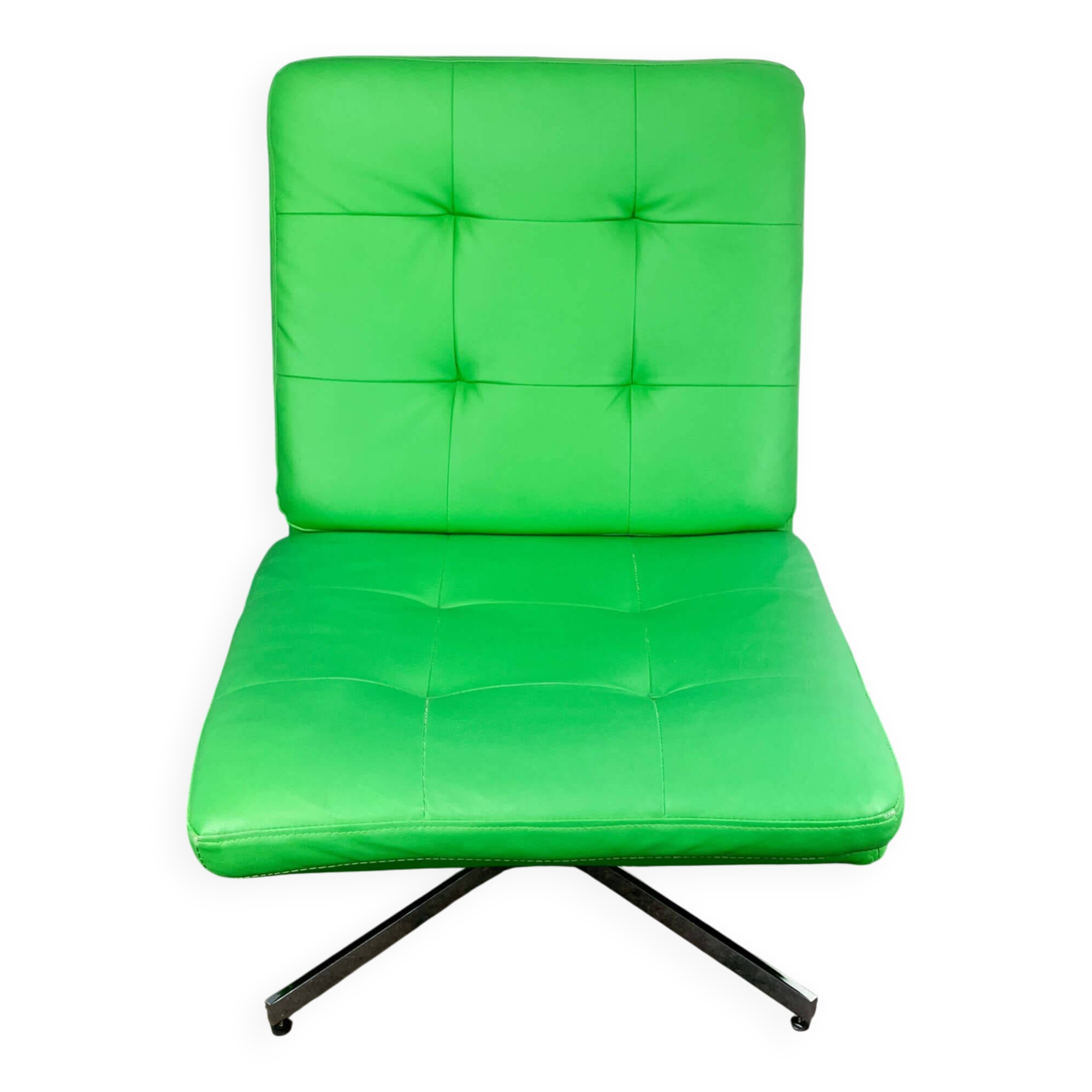 Swivel easy chair, chrome and faux leather, Vintage from the 70s