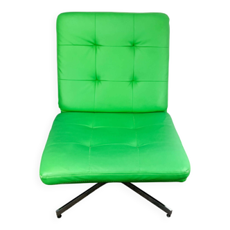 Swivel easy chair, chrome and faux leather, Vintage from the 70s