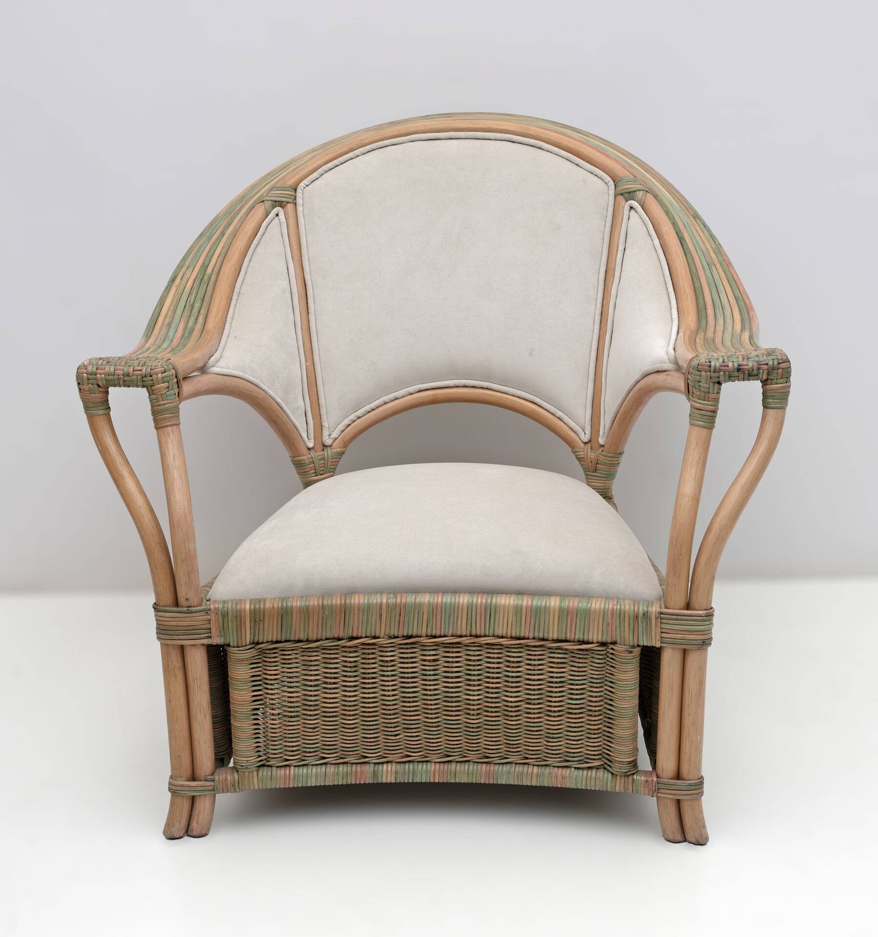 Mid-century Modern Italian Rattan and Wicker Two Armchairs and Sofa, 1970s