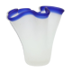 Vase mouchoir verre sablé bords bleus