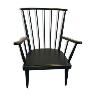 Vintage fan armchair painted black