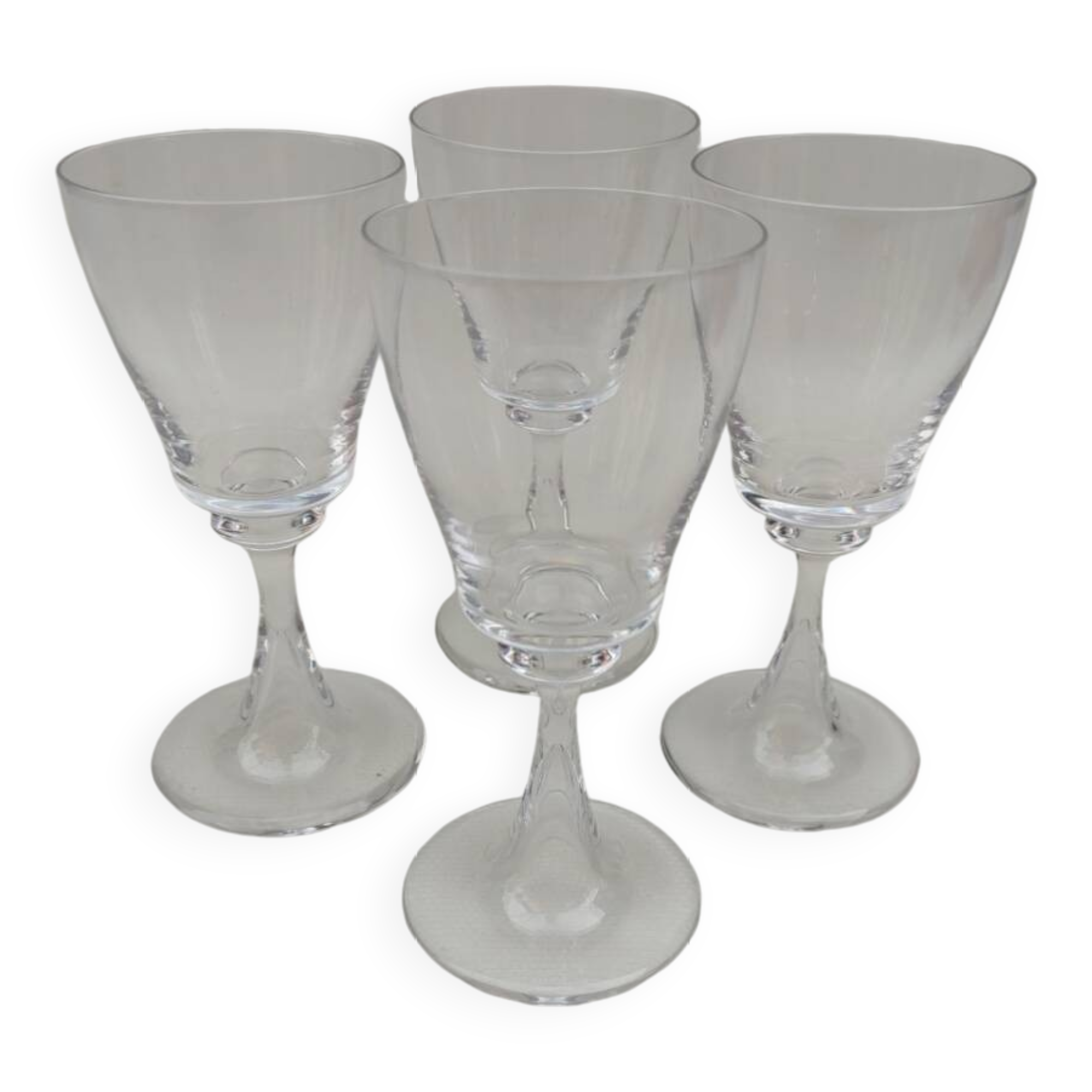 4 Daum crystal glasses, Fleurus model. 1970s.