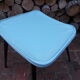 Vintage stool with tapered legs in sky blue faux leather.