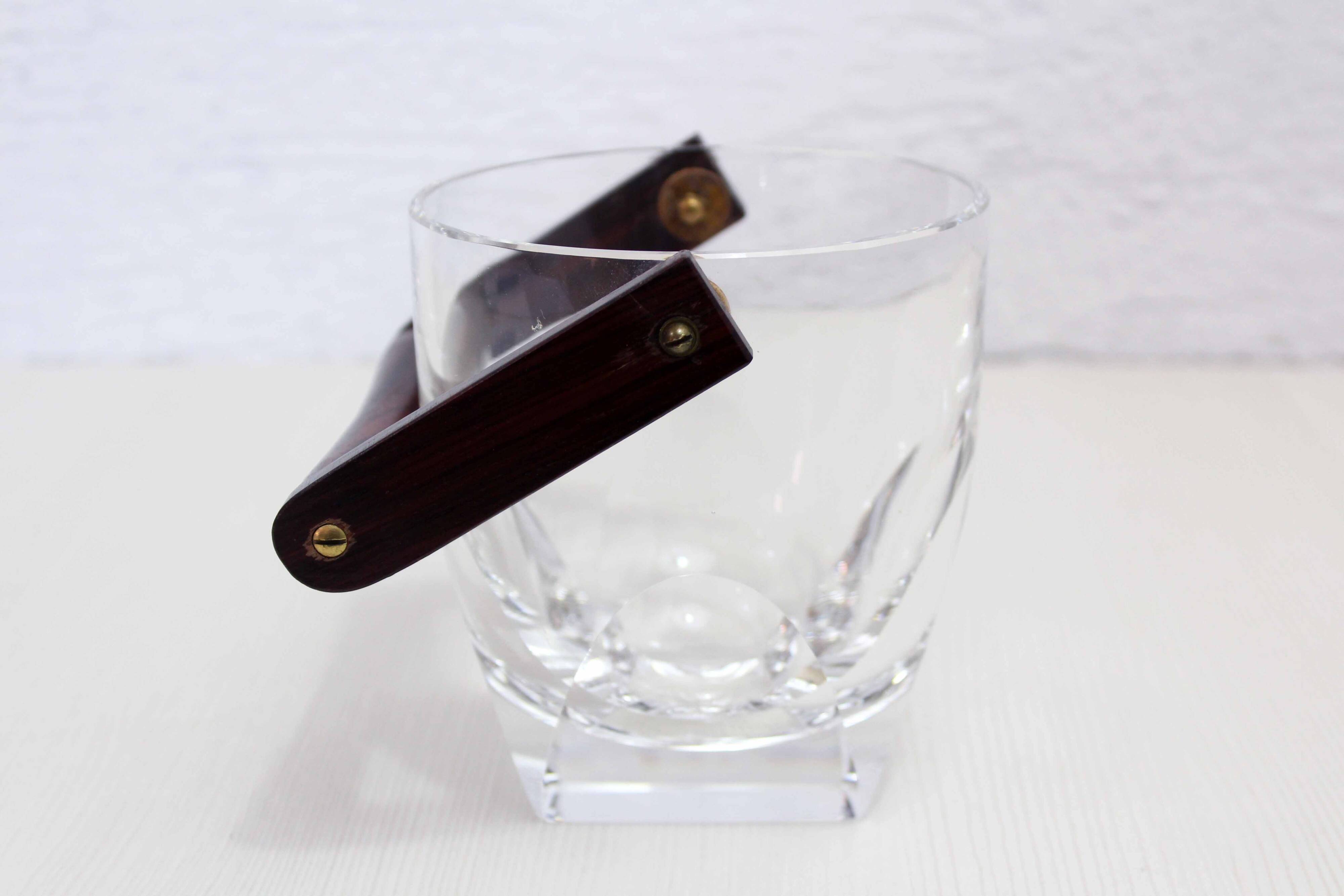 Crystal and wood ice bucket 1970
