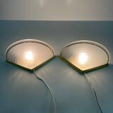 Glass Wall Lamp Set, Vintage Hollywood Regency, Massive Belgium Wall Scones