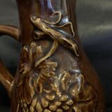 Belgian ceramic pitcher Barbotine glazed wine grape RF Belgium Old vintage terminal