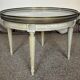 Louis xvi style gueridon wood and white marble top brass gallery