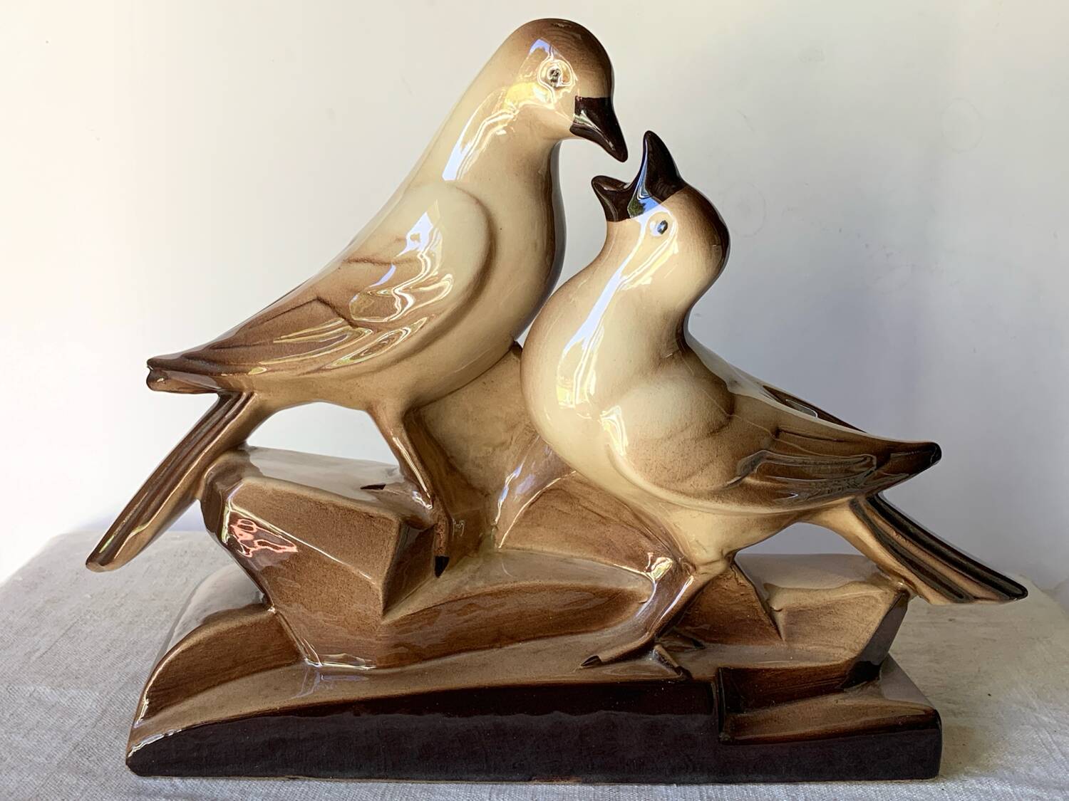 Sculpture céramique Art Deco oiseaux Charles Lemanceau