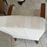 Pair of art deco armchairs in wood and floral fabric