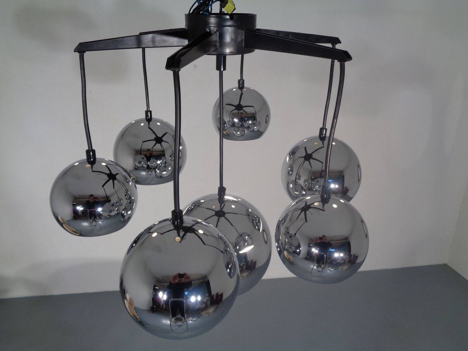 Space Age chrome-plated ceiling lamp, 1960s