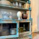 Sideboard 4 shelves and 2 glass doors in blue wood