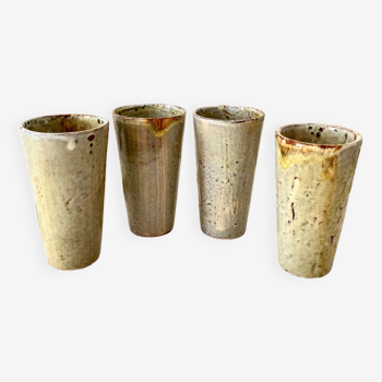 4 verres gobelets en grès vernissé Vallauris