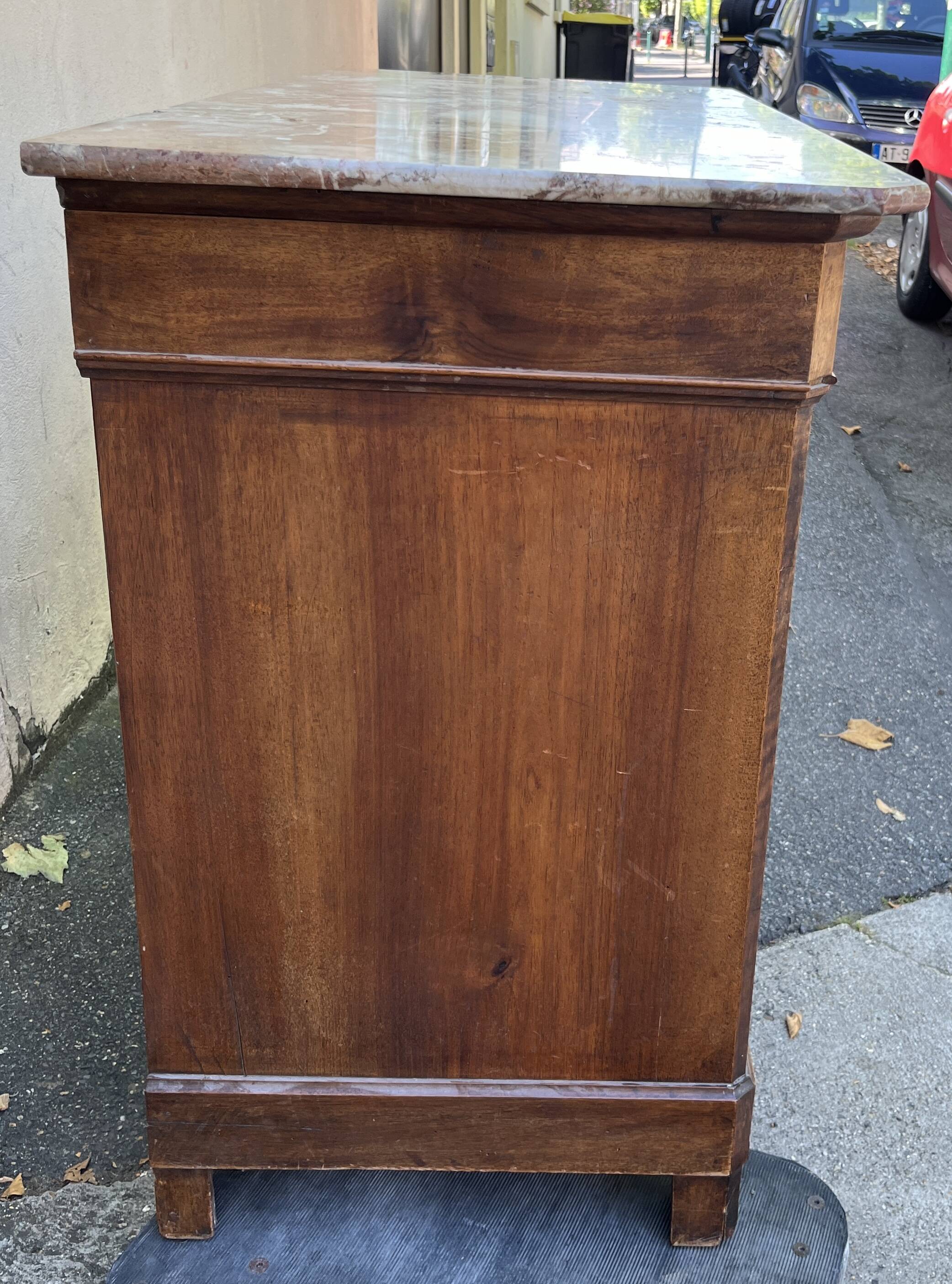 Louis Philippe style 04-drawer chest of drawers with marble top