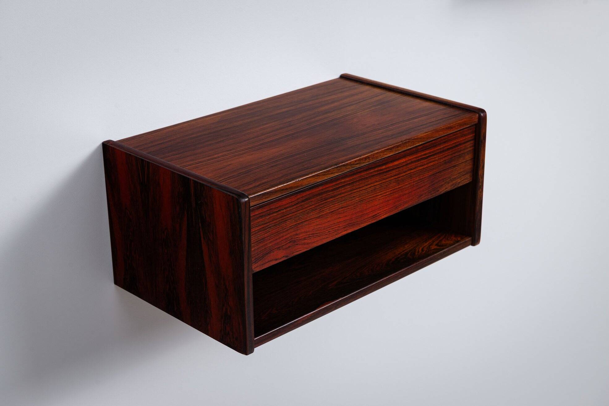 Pair of Scandinavian floating nightstands in rosewood Denmark 1960