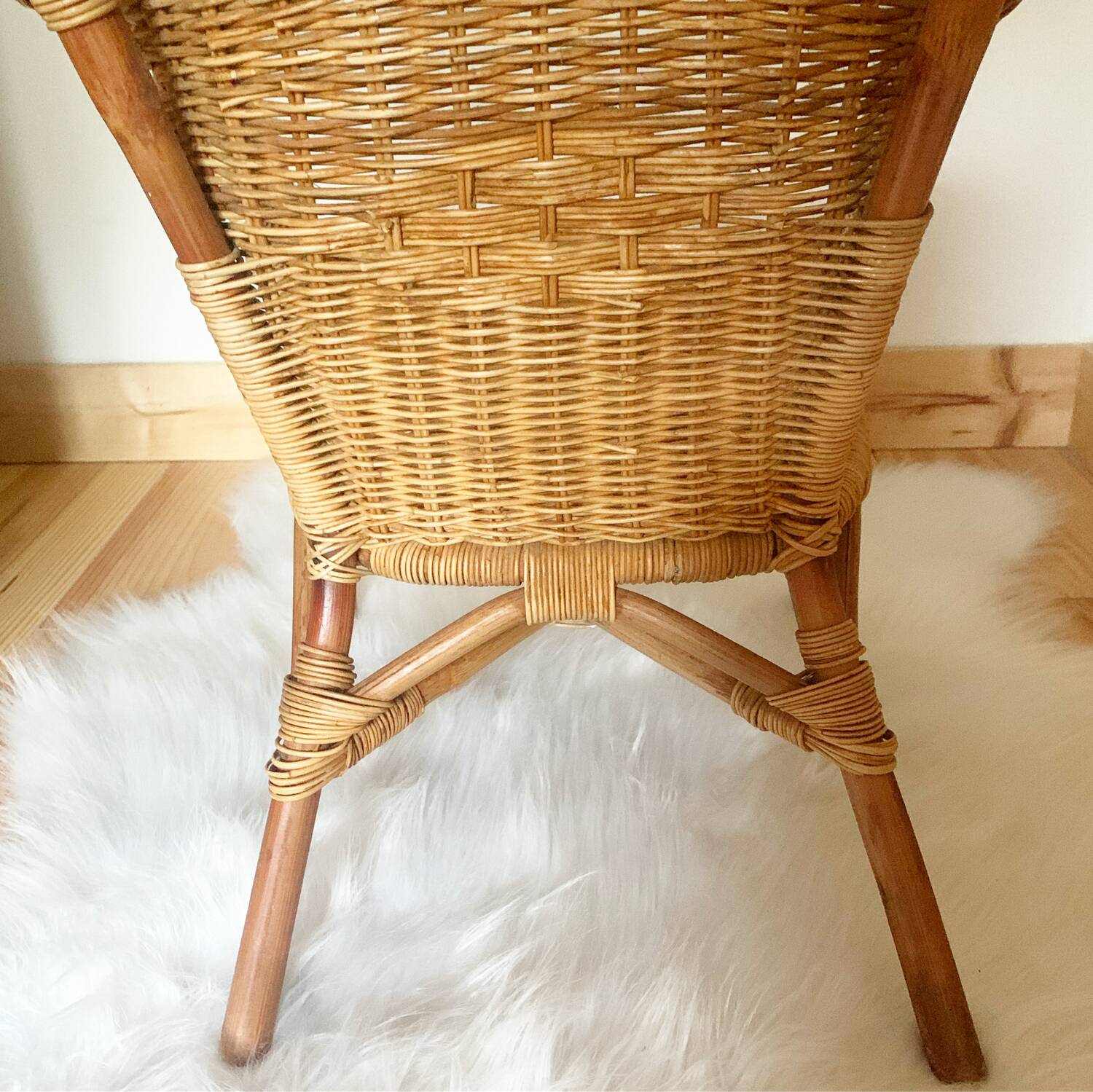 Vintage children's armchair in wicker and rattan