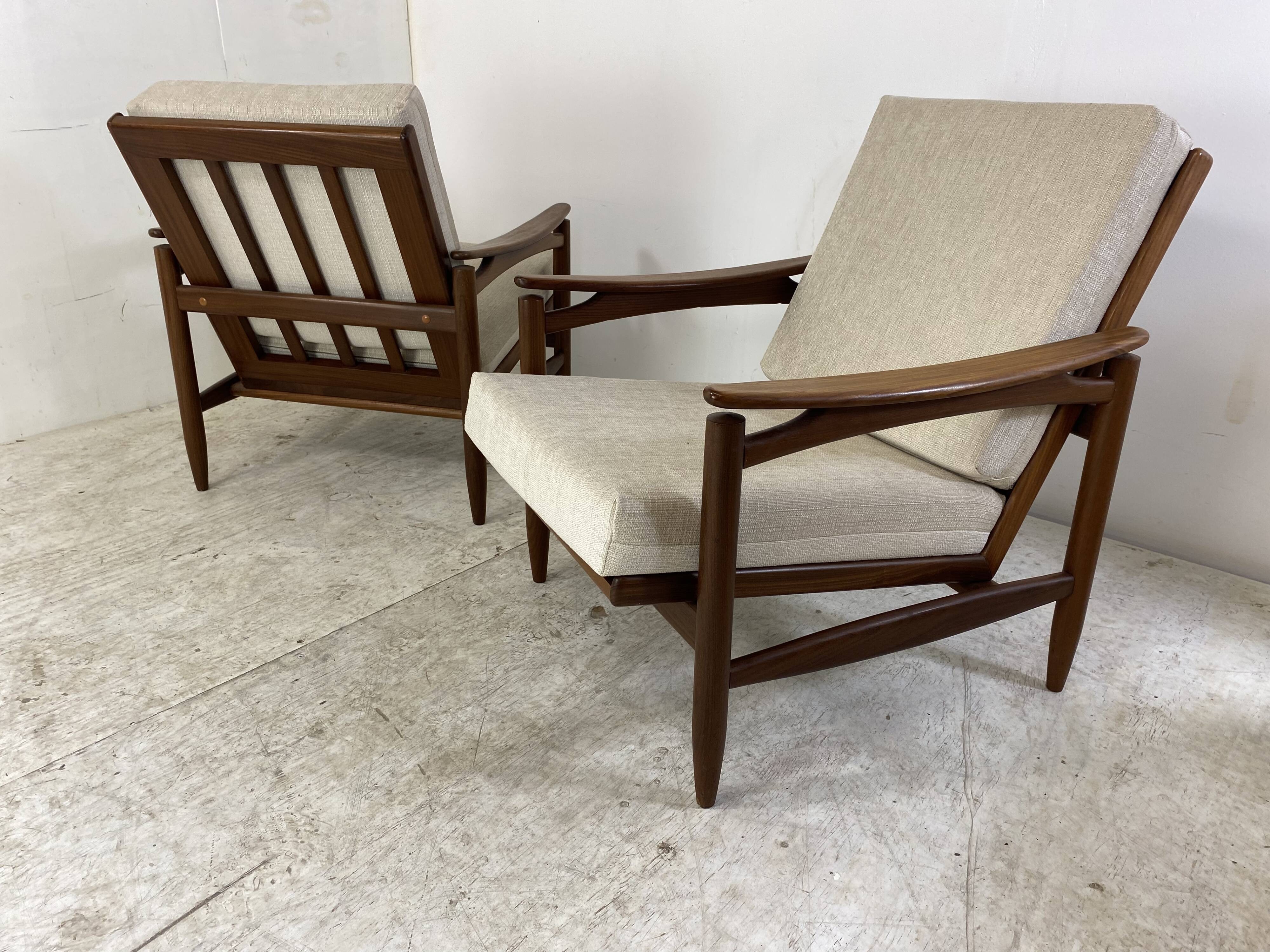 Vintage Danish Style Teak Mid-Century Set of 2 Chairs, 1950s