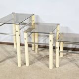 Beige Metal Nesting Tables, attributed to Yves Boutboul – 1970