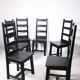 Set of 6 black brutalist chairs in solid oak