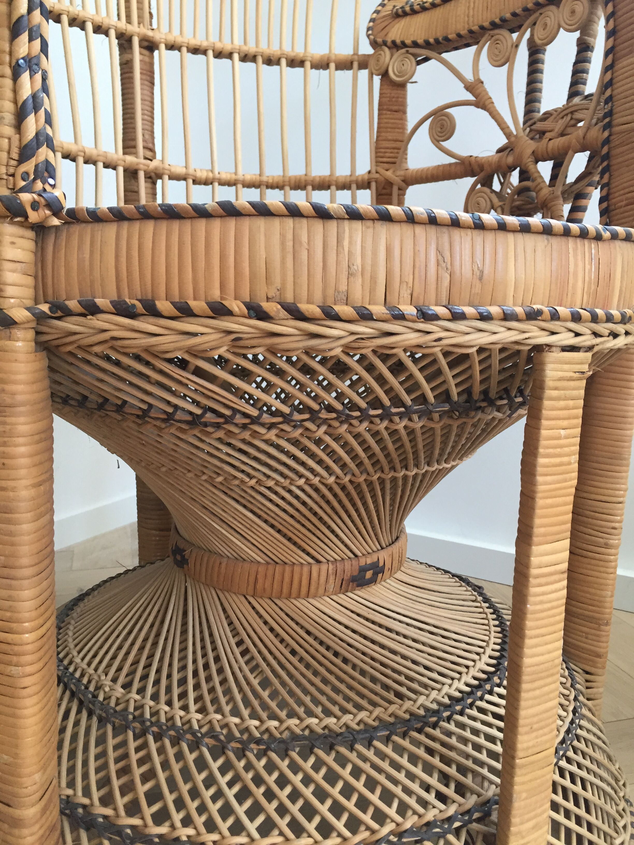 Emmanuelle peacock rattan armchair