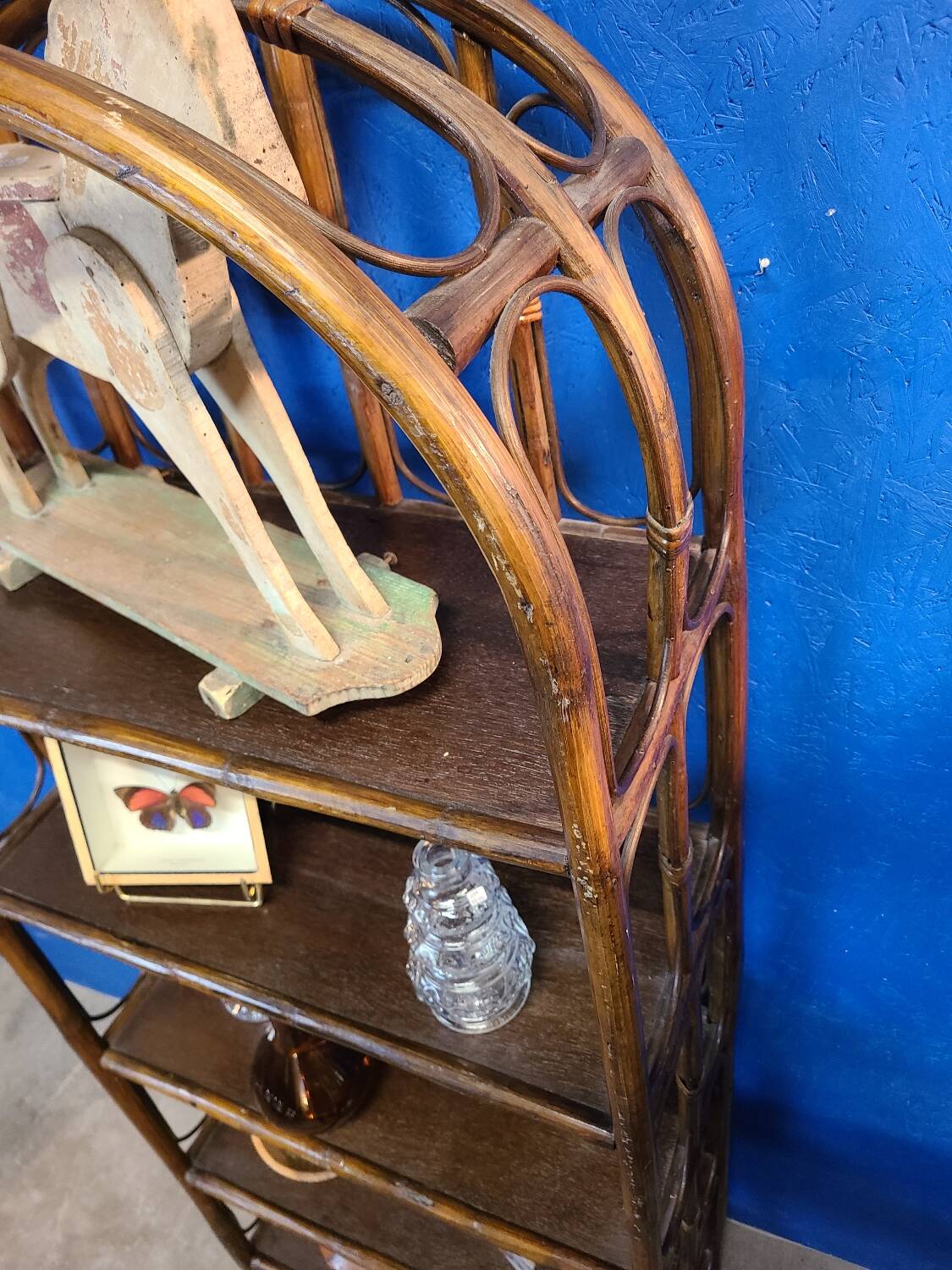 Vintage rattan shelf