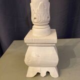 Large table candle holder candlestick in white patina wood for round candle