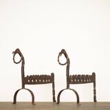 Hand-forged zoomorphic candle holders, Italy, 1950s, set of 2