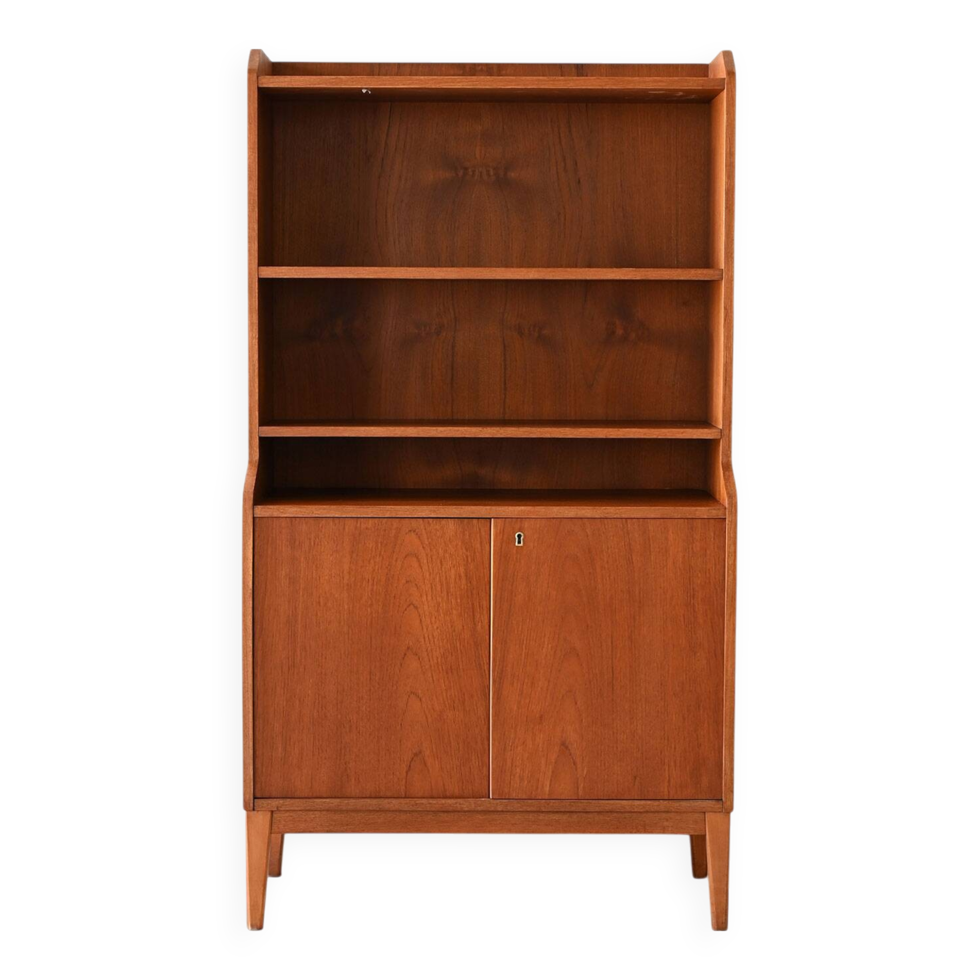 Scandinavian teak bookcase with hinged doors