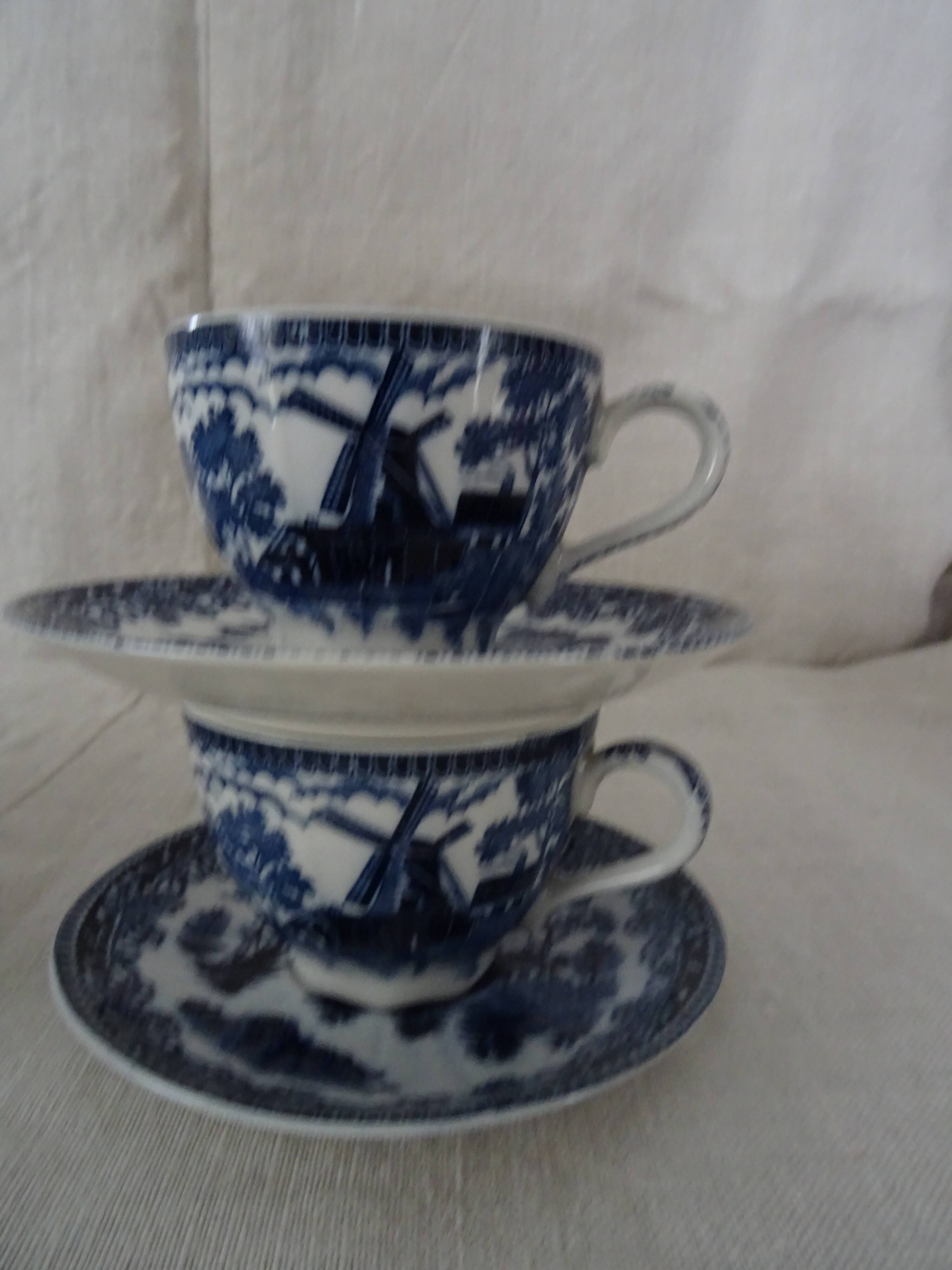 6 cups & under coffee cups décor delft blue boat mill faience
