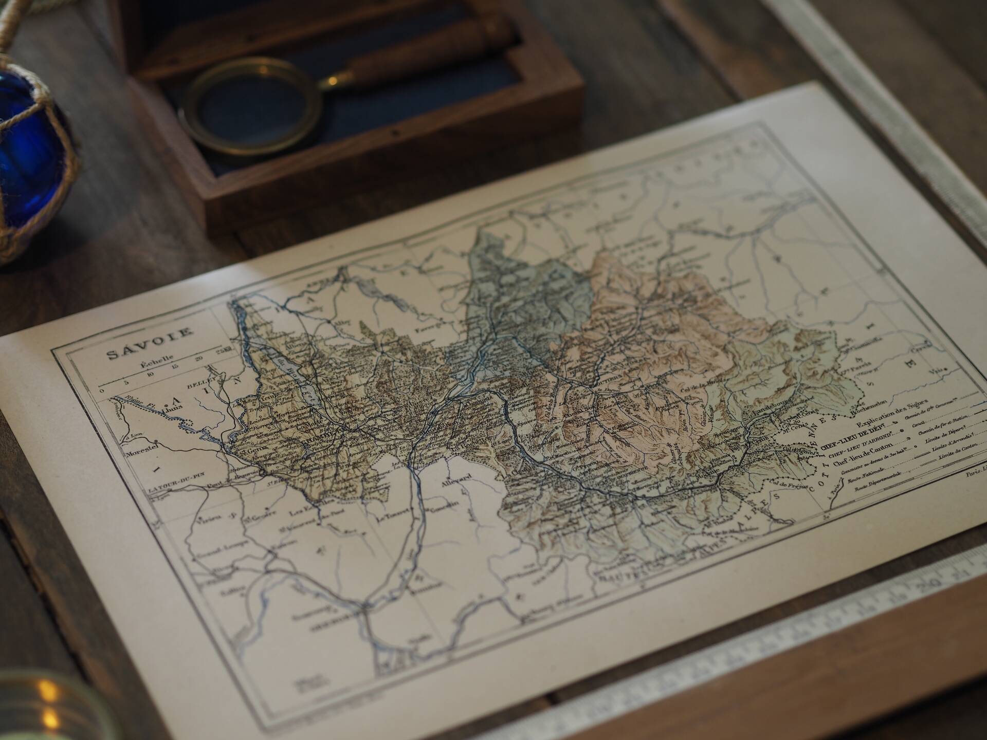 Map of Savoy, printed antique from 1889.