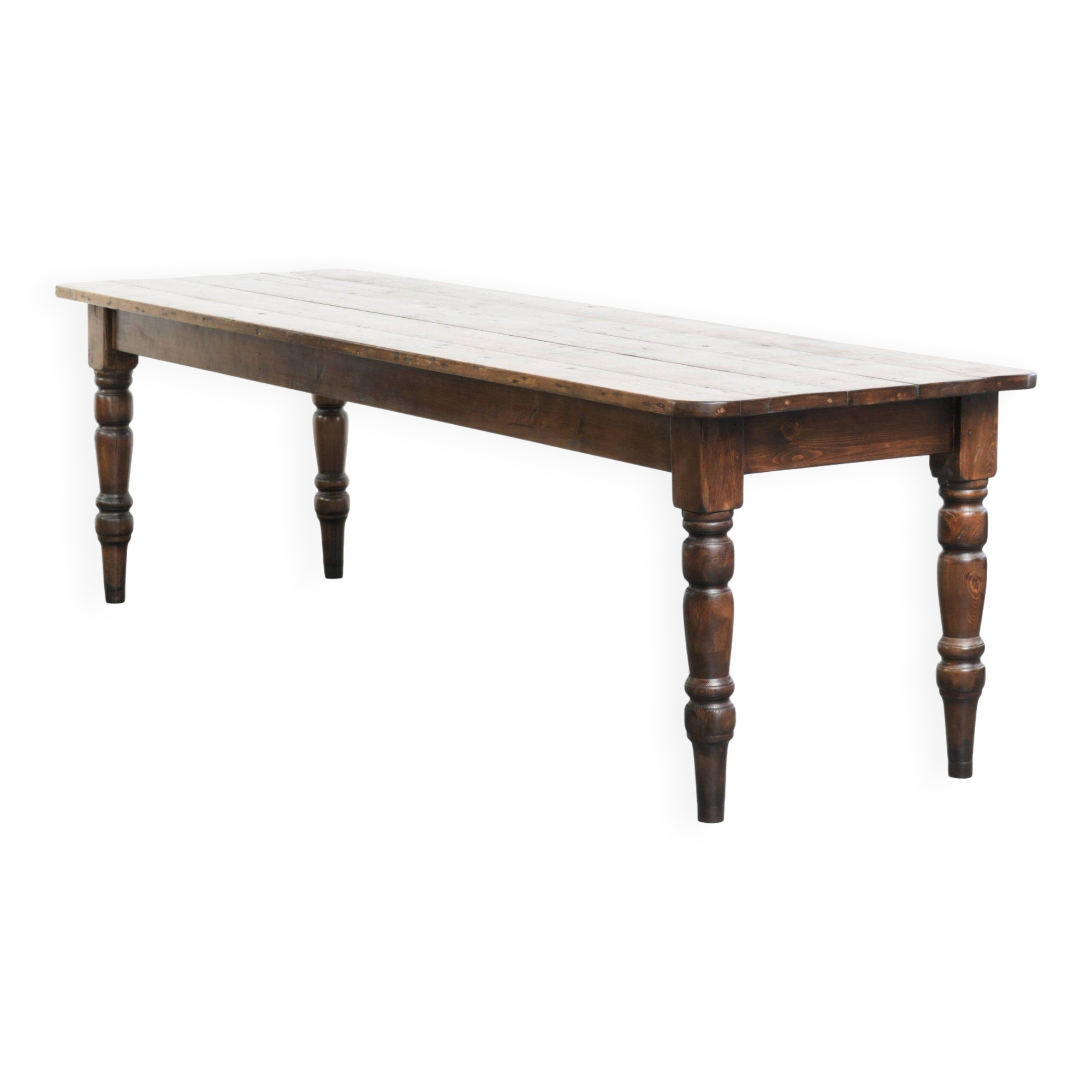 Antique English 19th-century farmhouse dining table made of pinewood