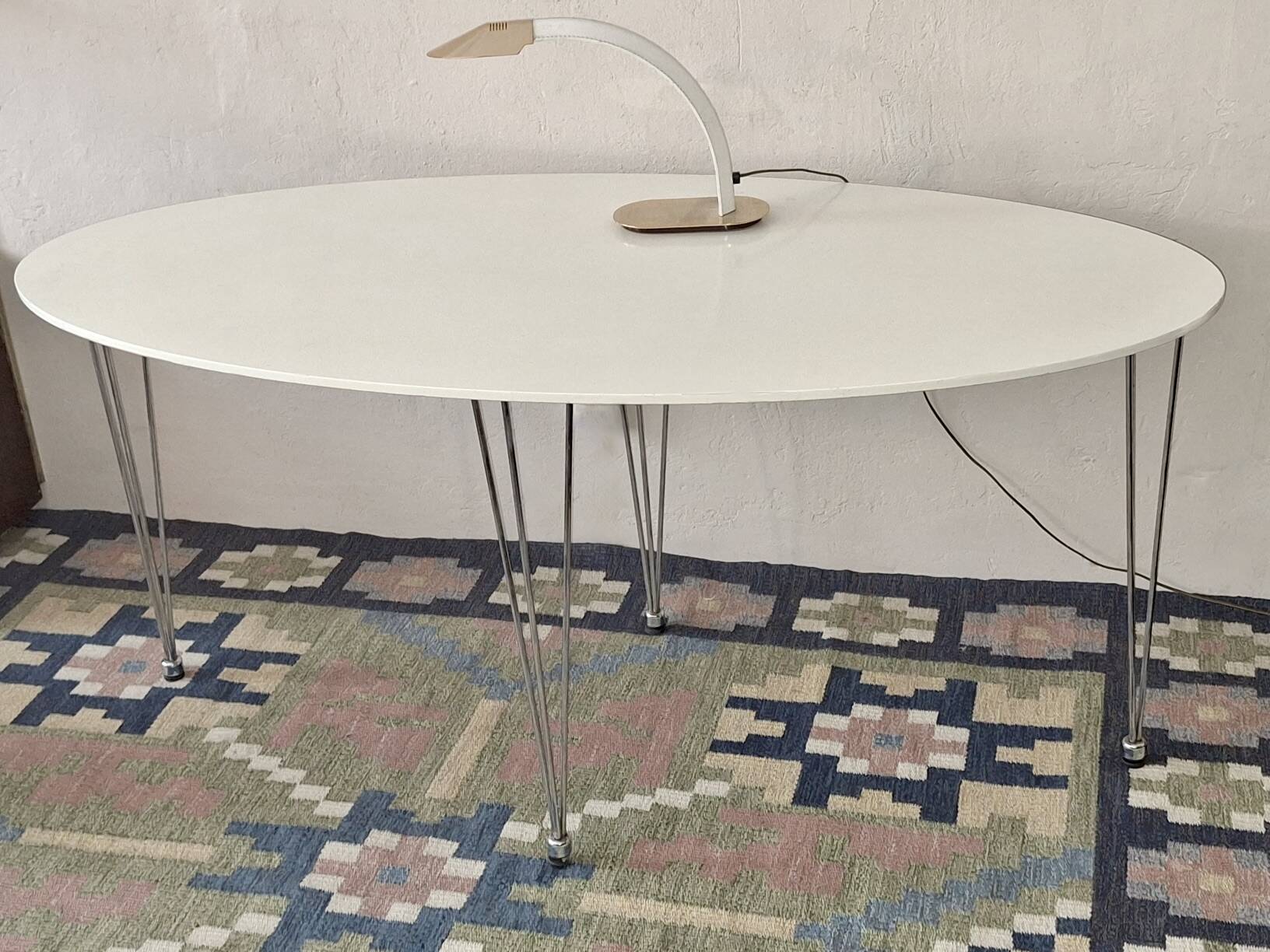 Vintage ellipse shaped dining table, Denmark 1970s