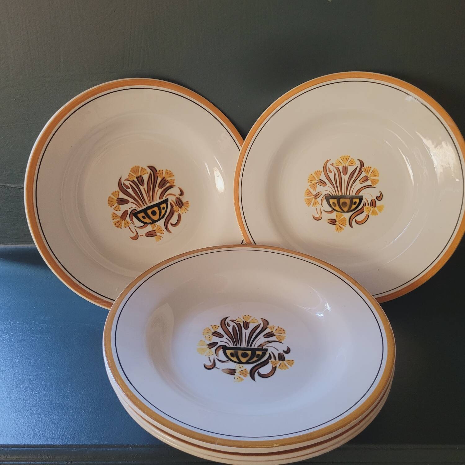 Creil and Montereau Art Deco soup plates