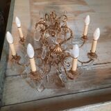 Bronze and crystal chandelier 8 branches