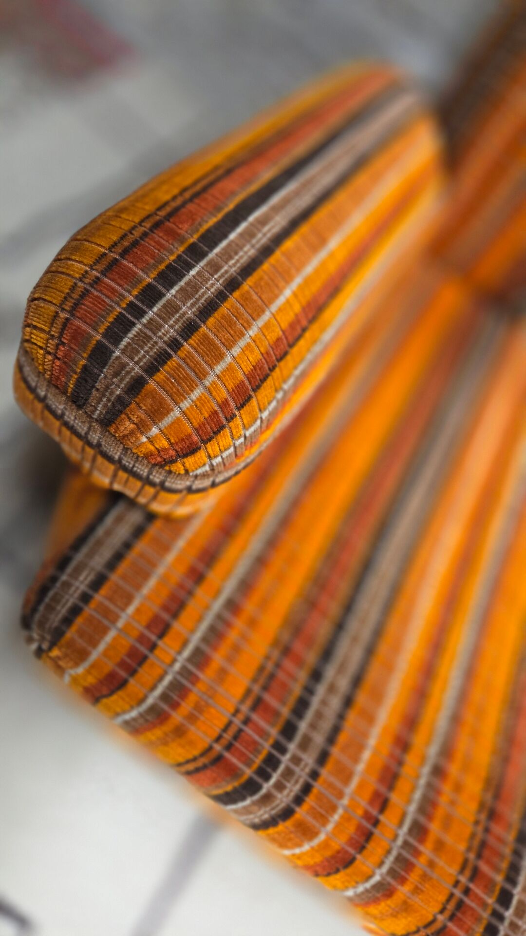 Pair of vintage 1970s modular armchairs – striped orange fabric