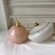 Pair of suspensions in white Clichy glass and golden edging 40s-50s