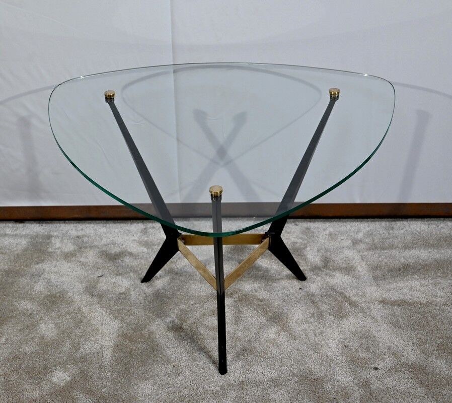 Table basse en verre et métal – 1980