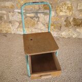 Metal and wood boarding bedside chair