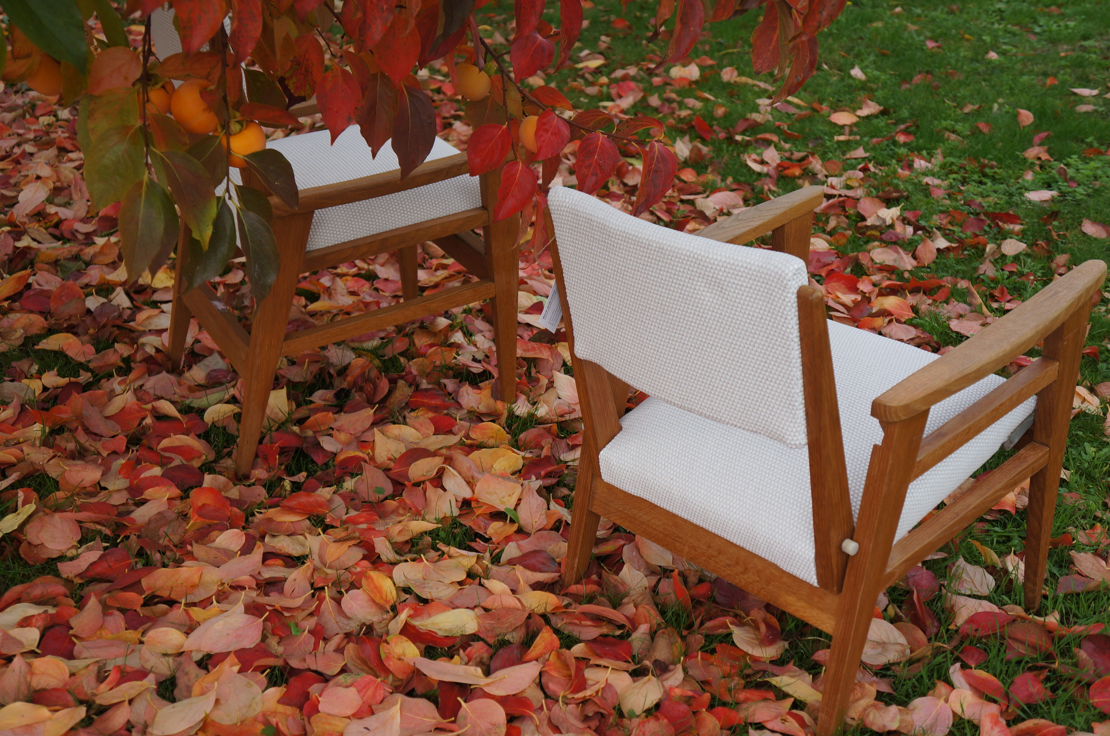 Pair of vintage poly-seat armchairs