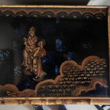 Bamboo buffet cabinet with Japanese lacquer decor