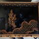 Bamboo buffet cabinet with Japanese lacquer decor